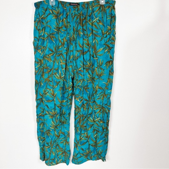 Francesca Rose Green and Teal Blue Wide Leg Pants Large - Picture 1 of 5